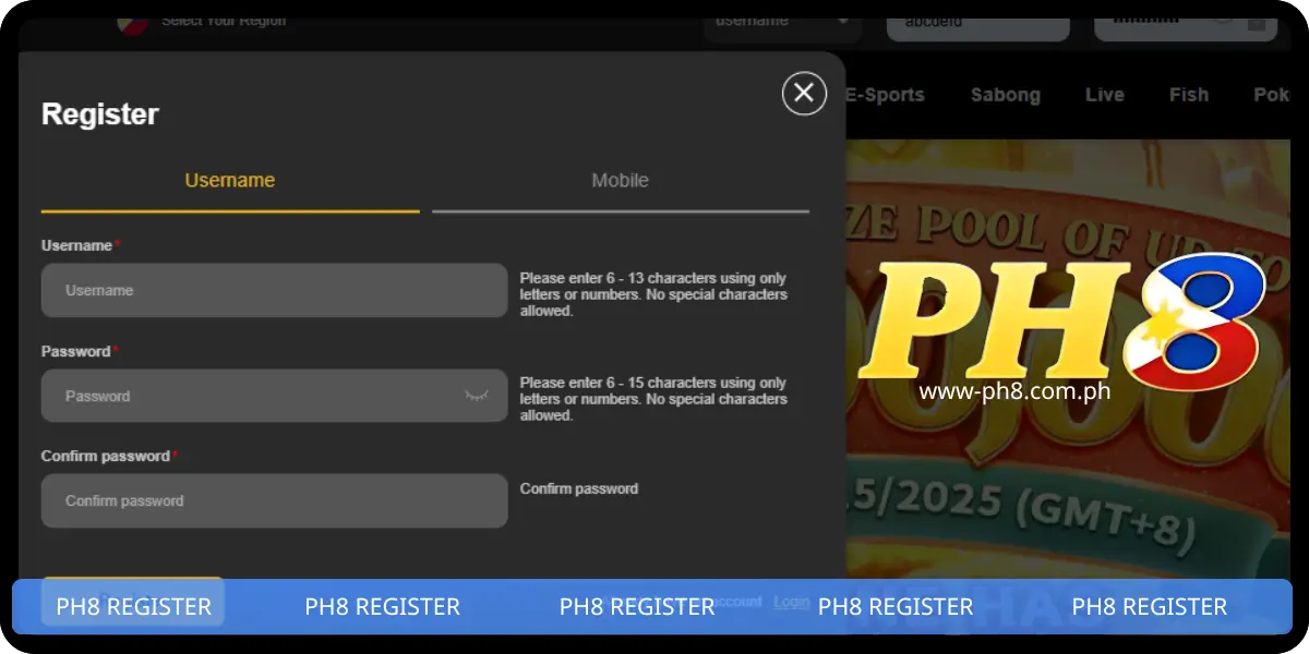 Gabay sa Pagrehistro ng Account sa PH8